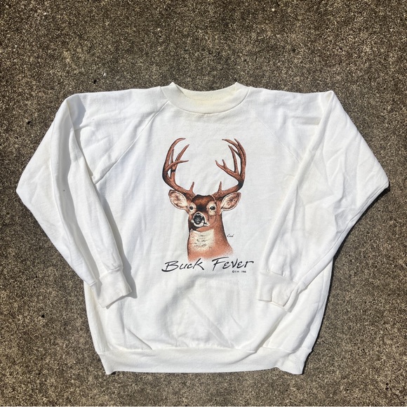 Vintage Other - Vintage 1980s Buck Fever Crewneck Sweatshirt Cream Size XL Men’s Shirt